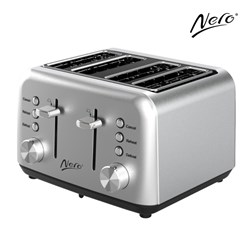 Nero 4 Slice Toaster Classic Style Stainless Steel Stainless Steel