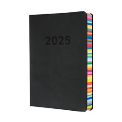 Collins Edge Rainbow Diary A5 Day To Page Charcoal Black