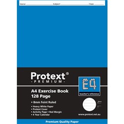 Protext Premium Exercise Book E4 A4 8mm Ruled Dark Blue Insert 128 Pages