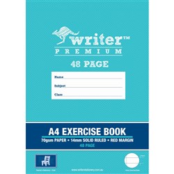 Writer Premium Exercise Book A4 48 Page 14mm Solid Ruled With Margin Chair